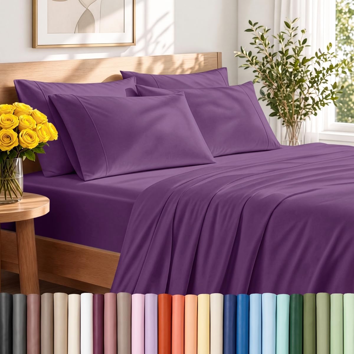 Bare Home Sheet Set 1800 Ultra-Soft with 2 Pillowcases (Twin XL, Light Grey)