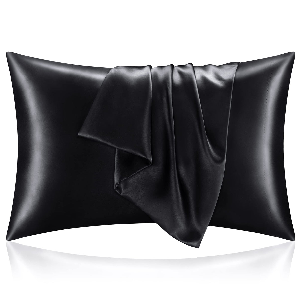 BEDELITE Satin Pillowcases, Queen Size 20x30 Inch, Dark Grey, Set of 2