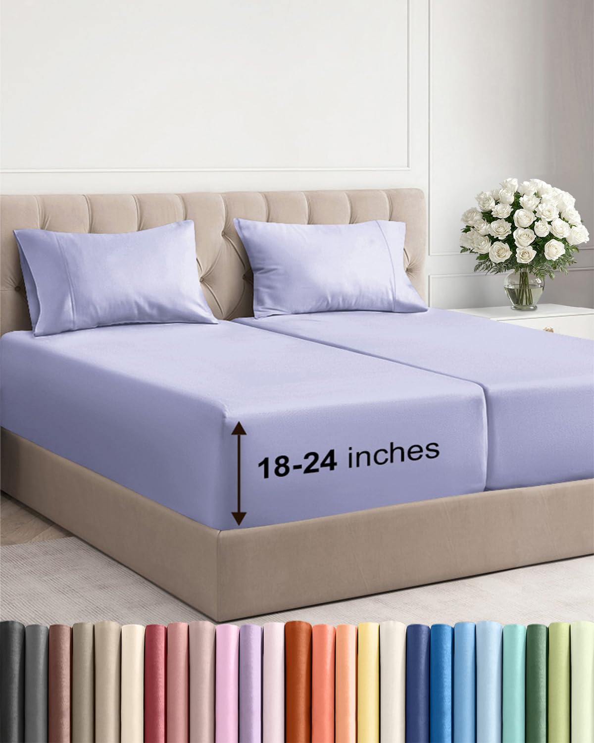 Extra Deep Queen Sheet Set - 4 Piece Breathable Cooling Sheets - Dark Grey