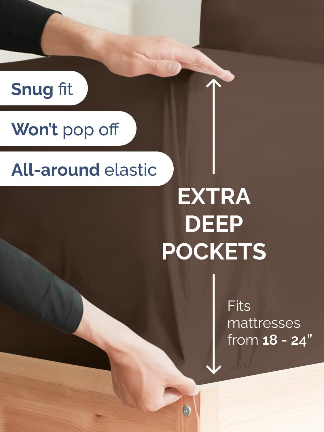 CGK Extra Deep Queen Single Fitted Sheet Only - Brown