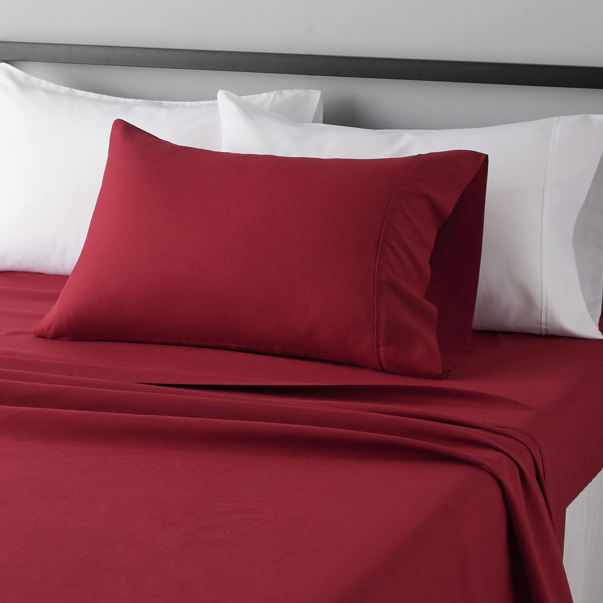 Amazon Basics Lightweight Super Soft Easy Care Wrinkle-Free Breathable Brushed Microfiber 3-Piece Bed Sheet Set with 14-Inch Deep Pockets, Twin, Dark Gray, Solid