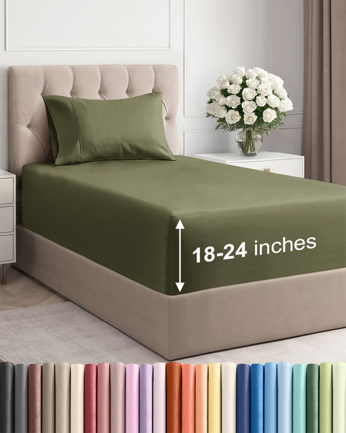 Extra Deep Queen Sheet Set - 4 Piece Breathable Cooling Sheets - Dark Grey