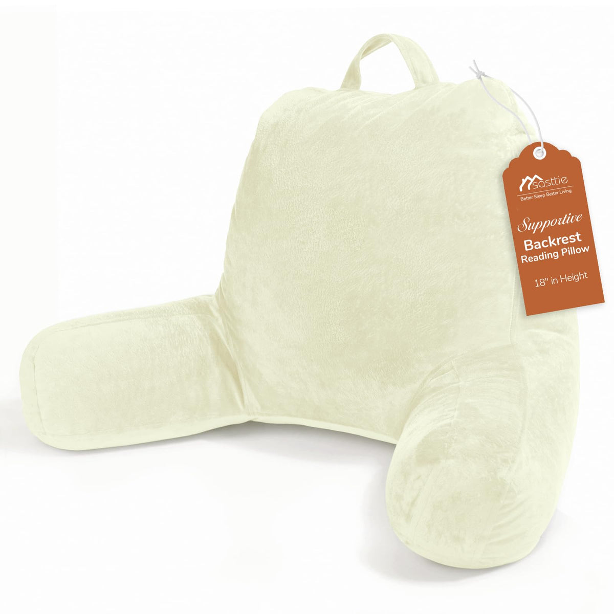 Sasttie Reading Pillow for Bed, Back Pillow for Sitting Up, Dark Grey