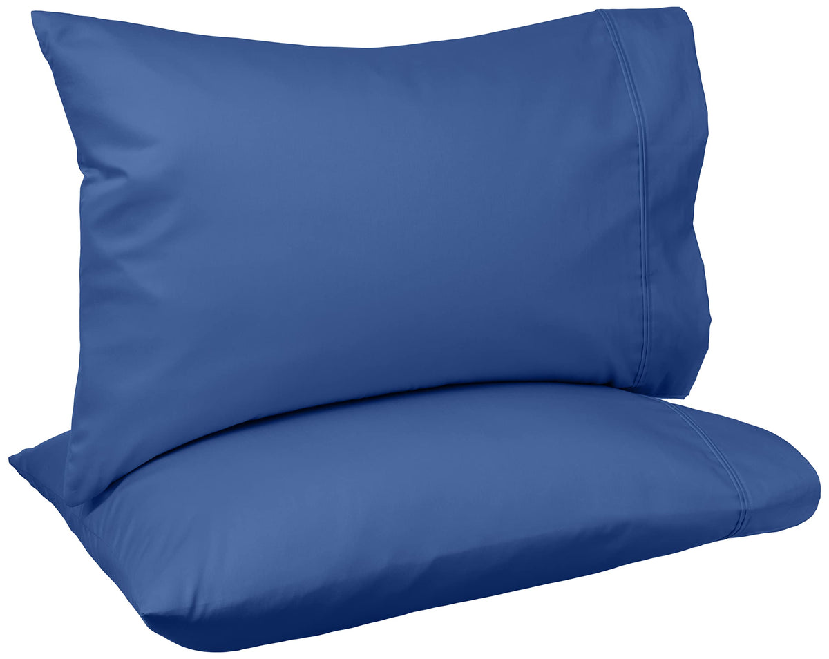 Amazon Basics 400 Thread Count Soft 100% Cotton Pillow Cases, Wrinkle Resistant, Sateen Weave, King Size, 40" x 20", Machine Washable, White, Set of 2, Pillows Not Included