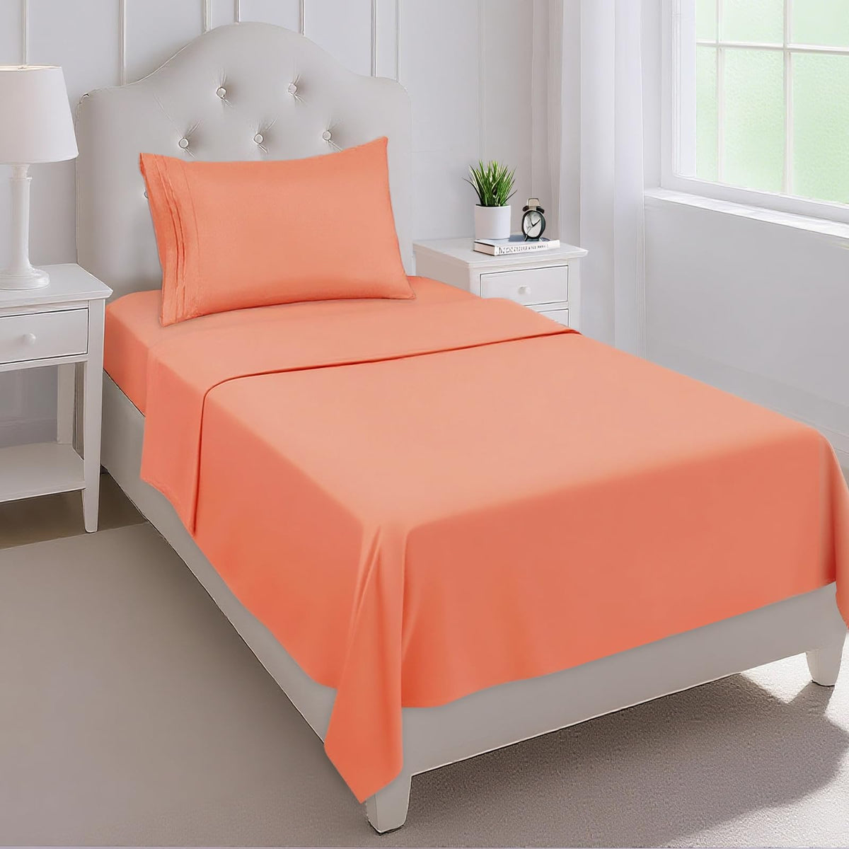 Mejoroom Queen Size Sheet Set - Hotel Luxury 1800 Bedding Sheets & Pillowcases - Deep Pocket Fitted Sheet, Soft, Breathable, Wrinkle & Fade Resistant - 4 Piece (Queen, Blush Pink)
