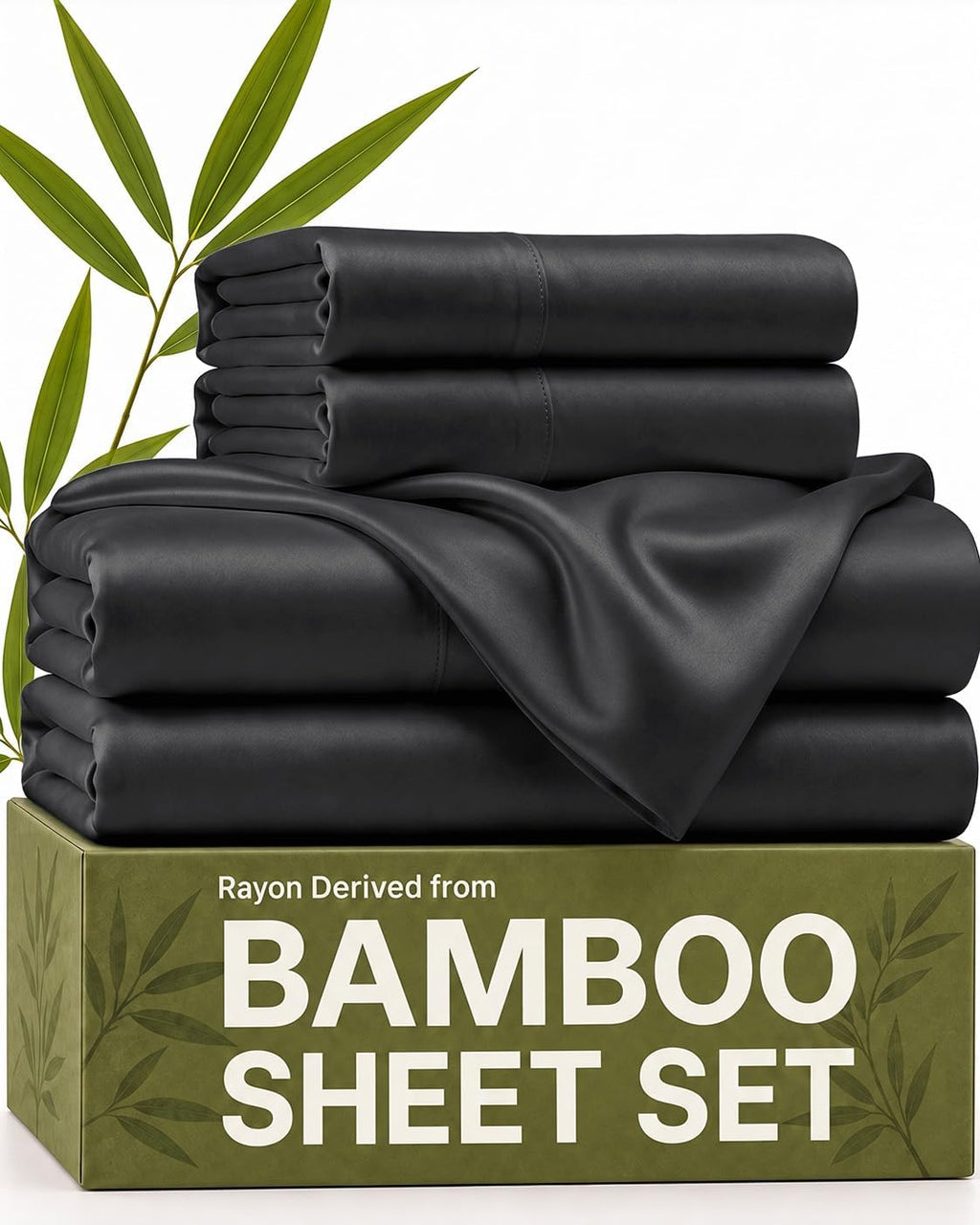 100% Rayon Derived from Bamboo - Bamboo Sheets Queen Size - Black