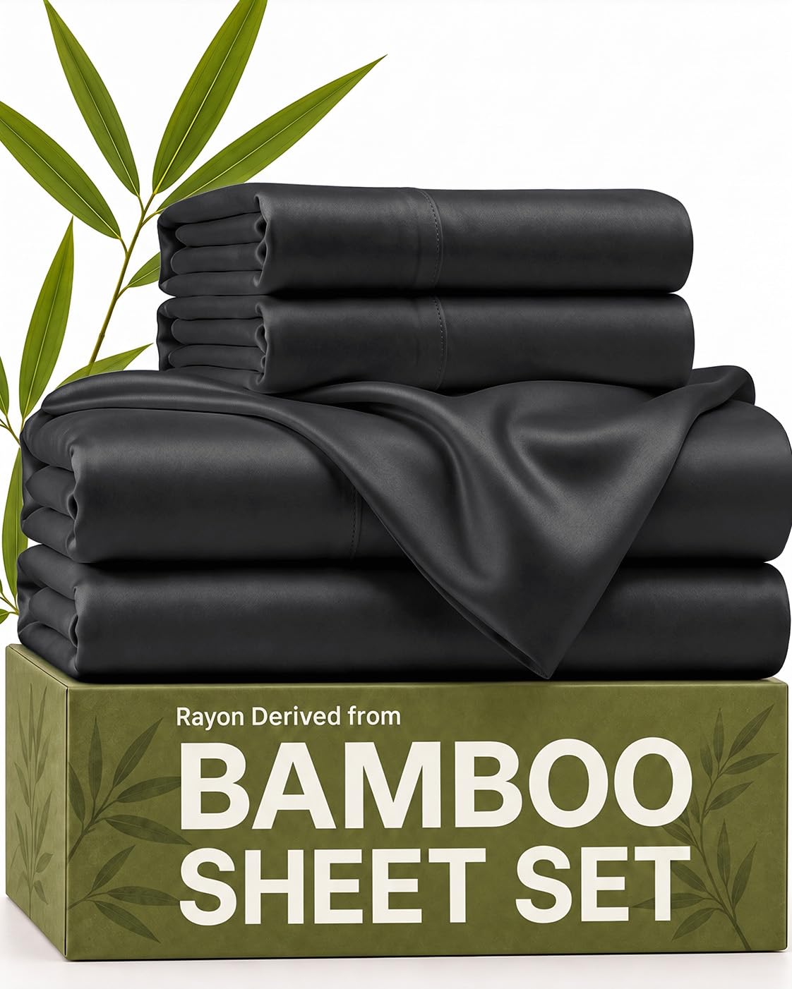 100% Rayon Derived from Bamboo - Bamboo Sheets Queen Size - Black