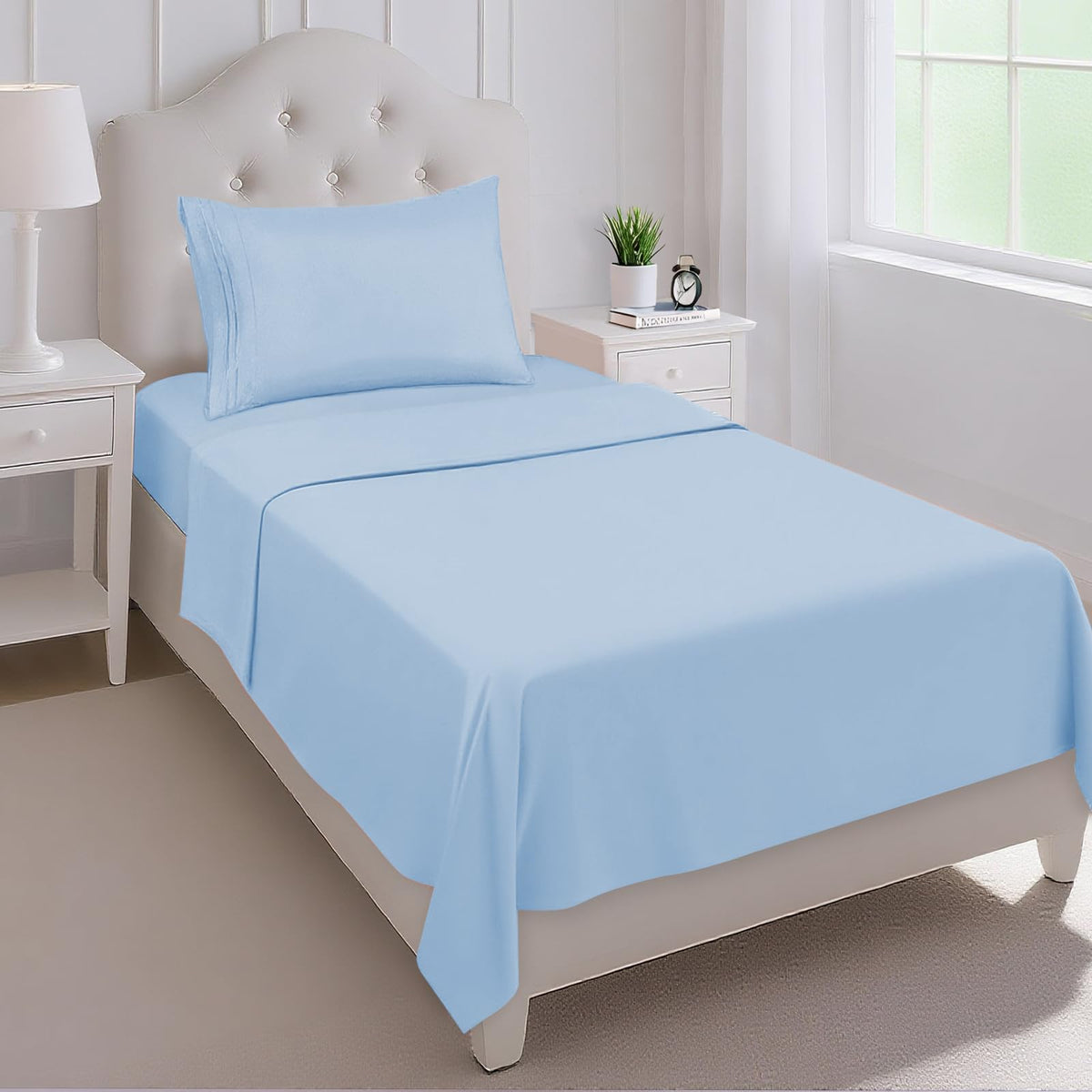Mejoroom Queen Size Sheet Set - Hotel Luxury 1800 Bedding Sheets & Pillowcases - Deep Pocket Fitted Sheet, Soft, Breathable, Wrinkle & Fade Resistant - 4 Piece (Queen, Blush Pink)