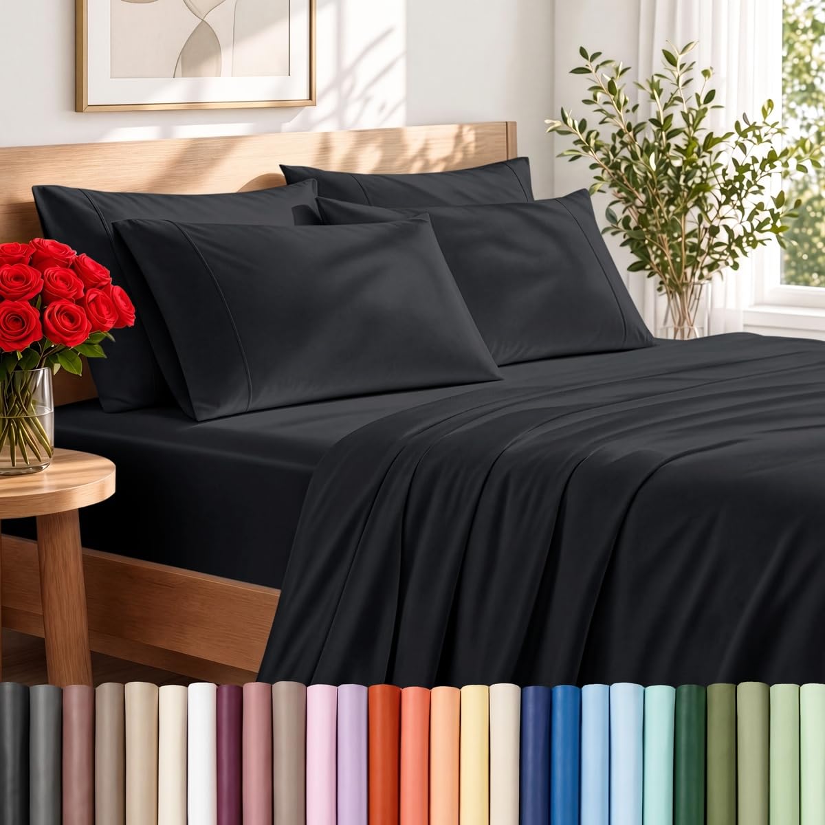 Bare Home Sheet Set 1800 Ultra-Soft with 2 Pillowcases (Twin XL, Light Grey)