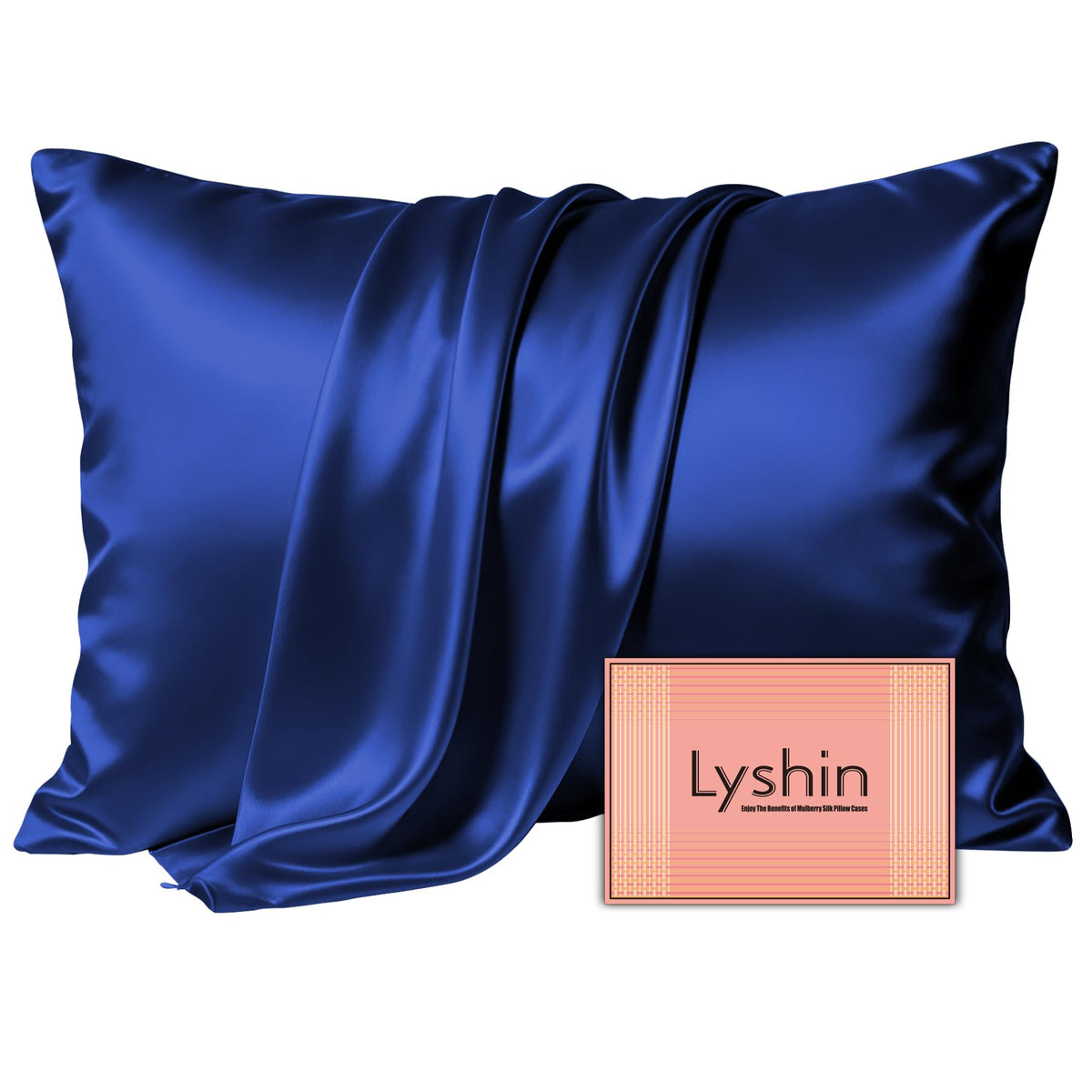 LYSHIN Silk Pillow Cases 2 Pack Standard Size with Zipper, Champagne