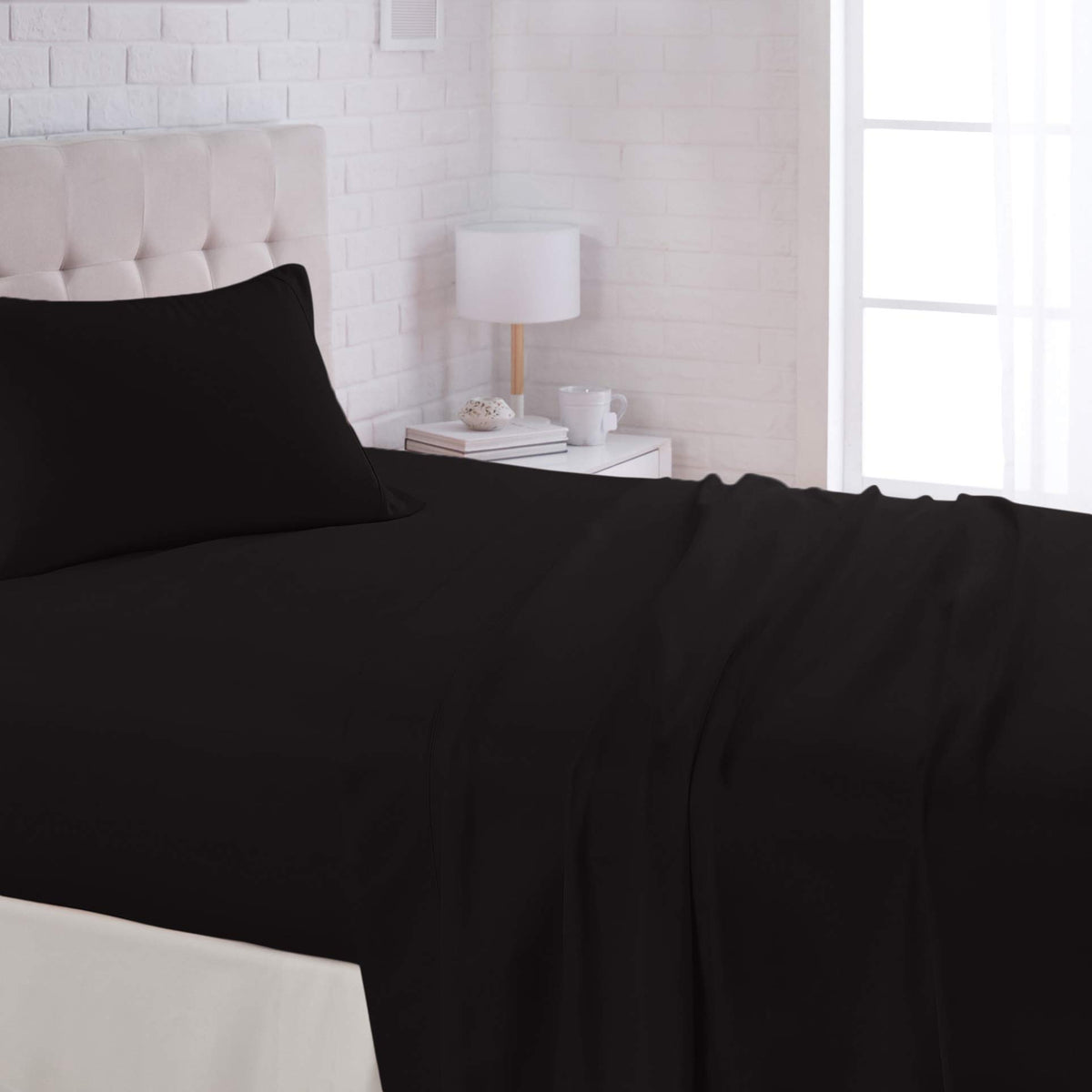 Amazon Basics Lightweight Super Soft Easy Care Wrinkle-Free Breathable Brushed Microfiber 3-Piece Bed Sheet Set with 14-Inch Deep Pockets, Twin, Dark Gray, Solid