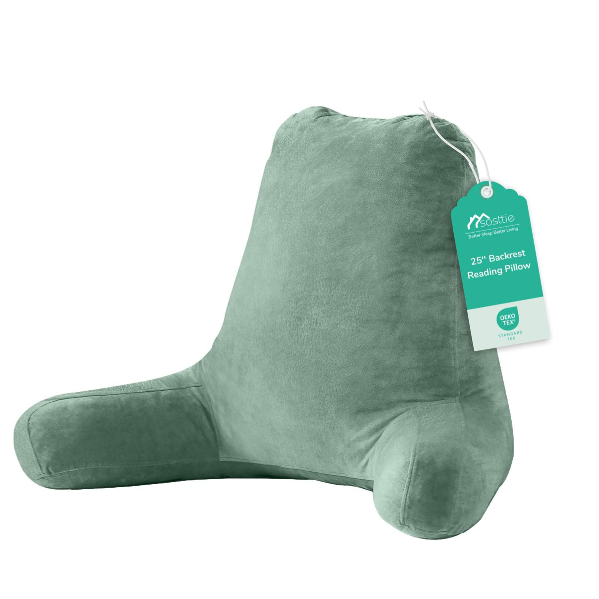 Sasttie Reading Pillow for Bed, Back Pillow for Sitting Up, Dark Grey