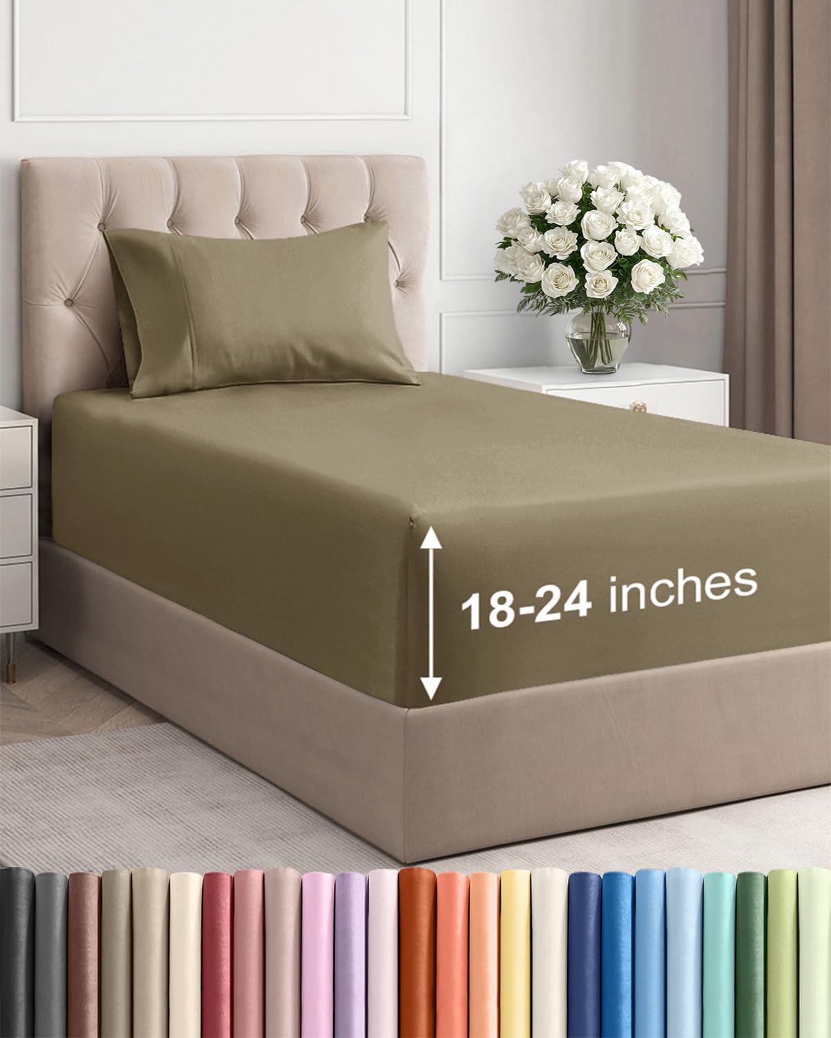 Extra Deep Queen Sheet Set - 4 Piece Breathable Cooling Sheets - Dark Grey