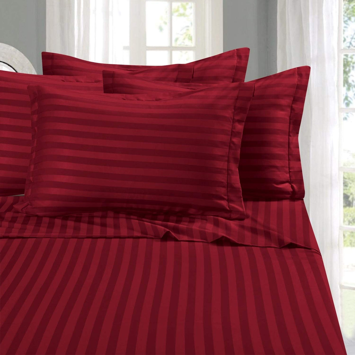Elegant Comfort Softest and Coziest 6-Piece Sheet Set - 1500 Thread Count Egyptian Quality Luxurious Wrinkle Resistant 6-Piece Damask Stripe Bed Sheet Set, Queen, Camel/Gold