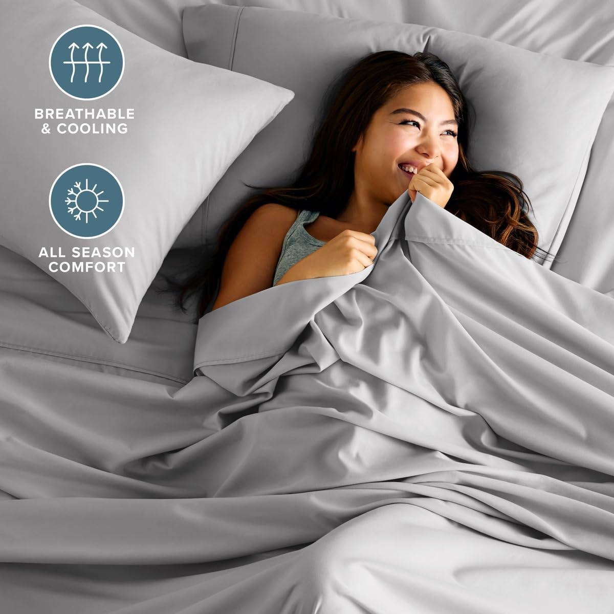 Bare Home Sheet Set 1800 Ultra-Soft with 2 Pillowcases (Twin XL, Light Grey)