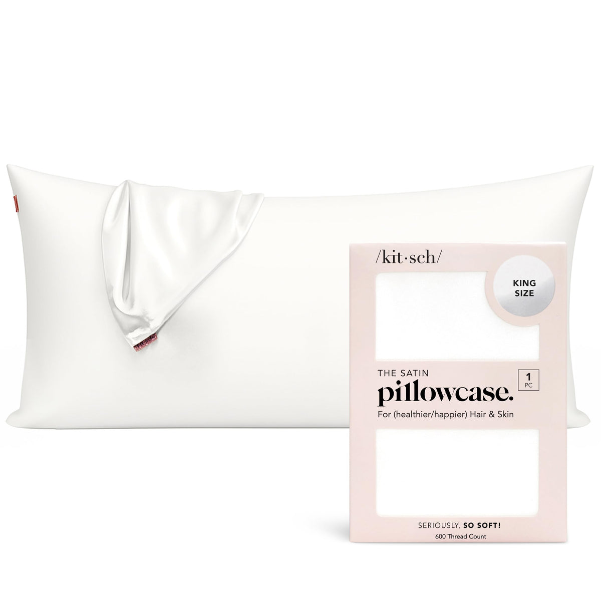 Kitsch Satin Pillowcase with Zipper - 2 pcs Standard Size, Aura