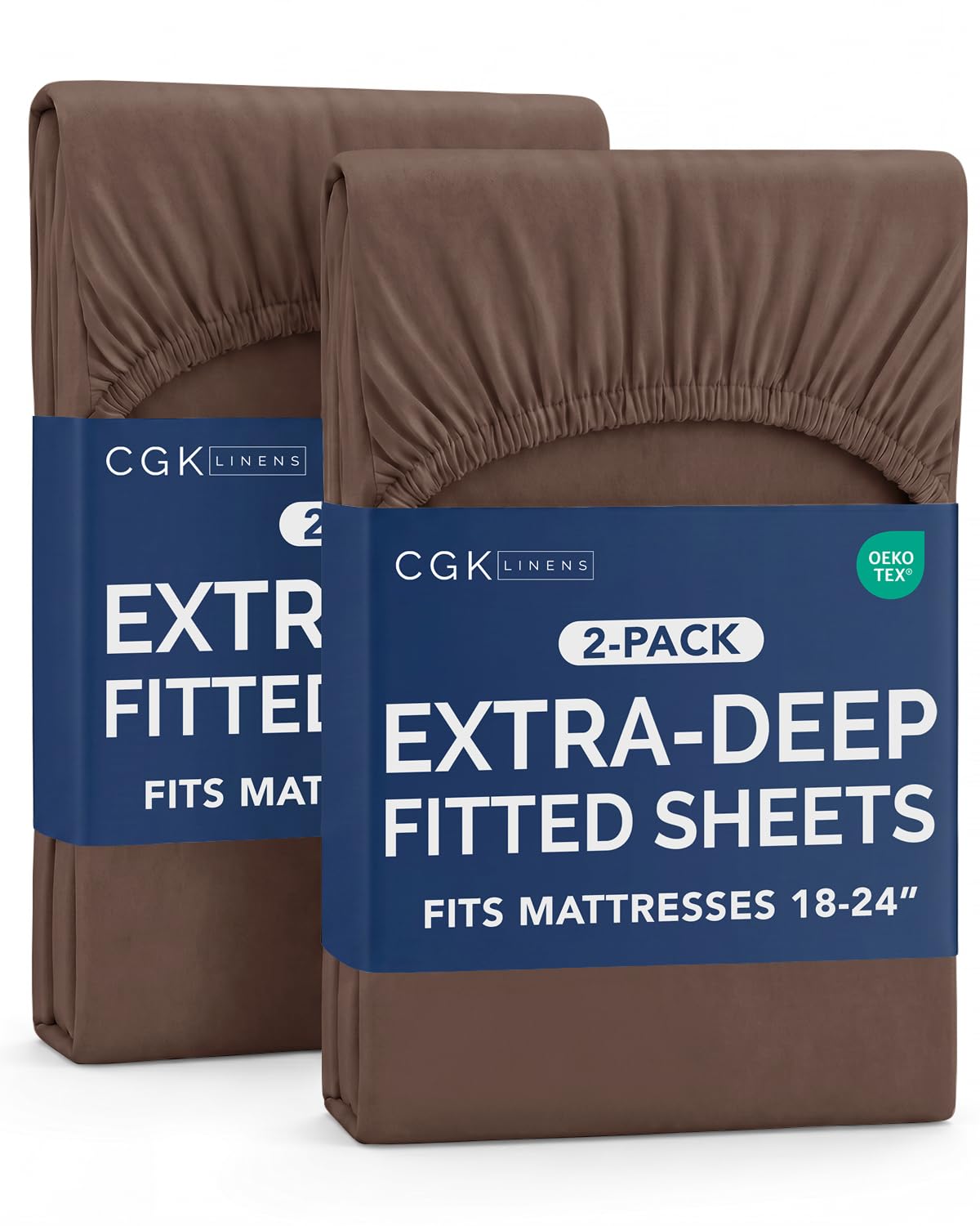 CGK Extra Deep Queen Single Fitted Sheet Only - Brown