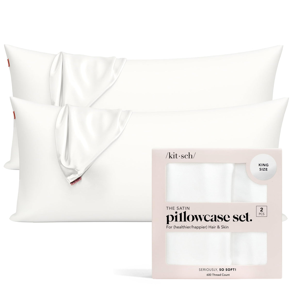 Kitsch Satin Pillowcase with Zipper - 2 pcs Standard Size, Aura
