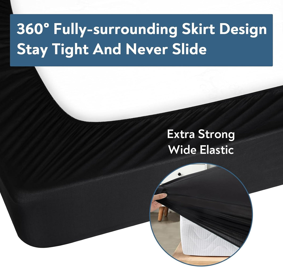 Twin Fitted Sheet Only, Soft & Cozy Twin Size Bed Sheets for Boy Kids Black