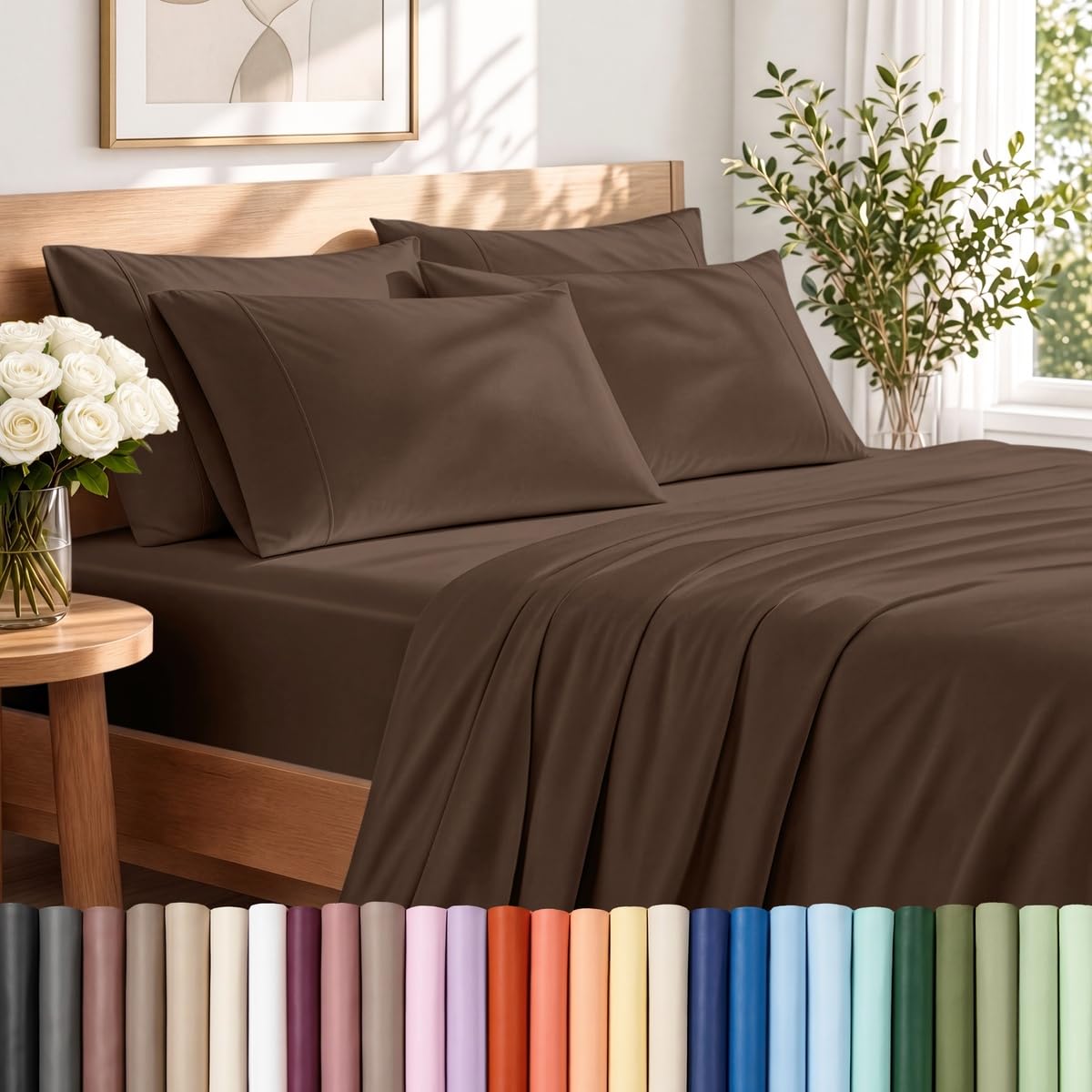 Bare Home Sheet Set 1800 Ultra-Soft with 2 Pillowcases (Twin XL, Light Grey)