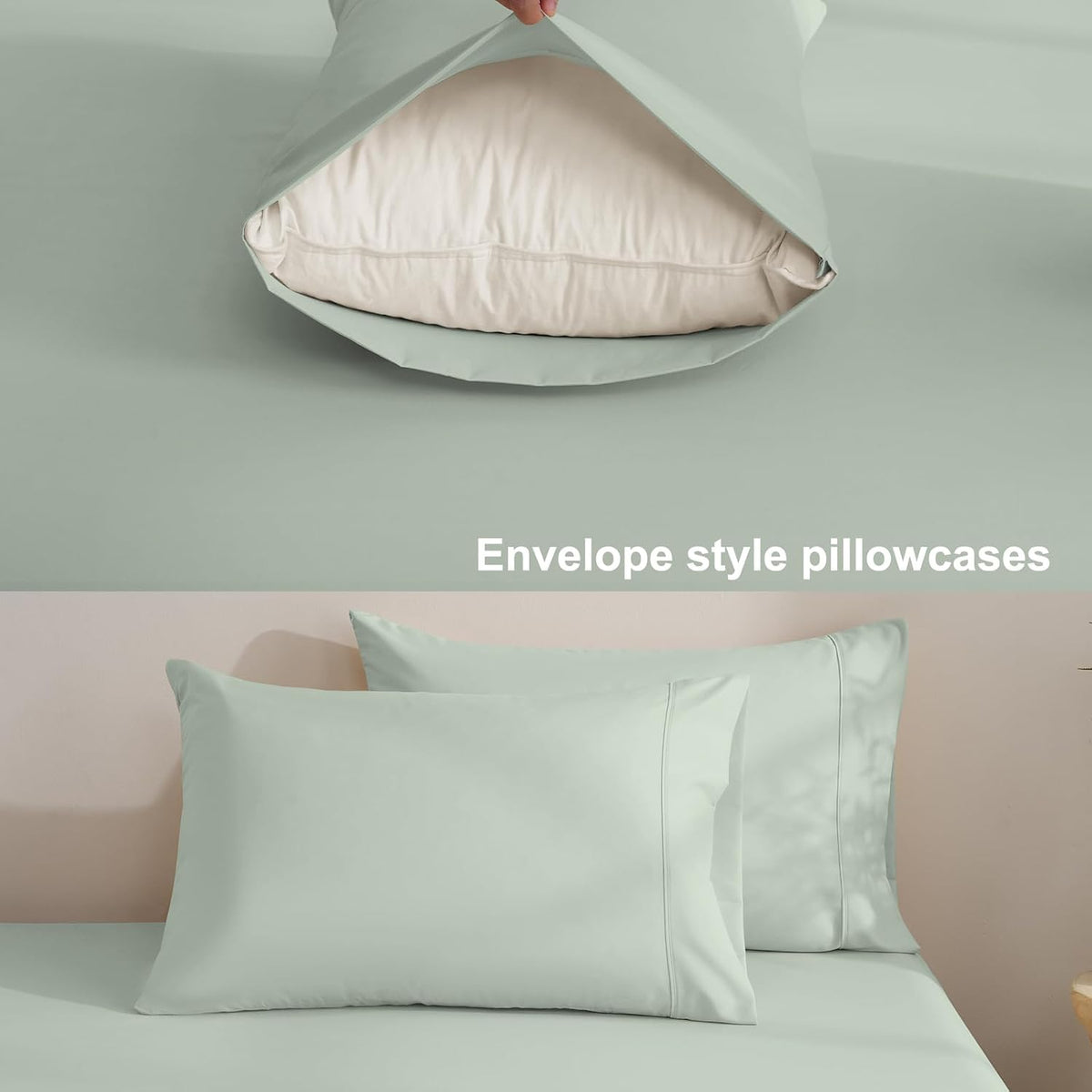 MCO Bedding Full Bed Sheets Set - Soft Bed Sheets - Cooling Breathable Bedding Set with 16" Deep Pocket (4 Pieces, Full, Sage Green)