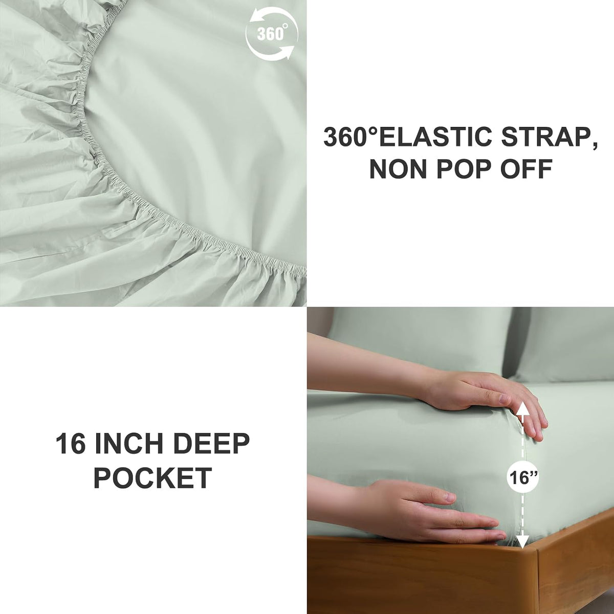MCO Bedding Full Bed Sheets Set - Soft Bed Sheets - Cooling Breathable Bedding Set with 16" Deep Pocket (4 Pieces, Full, Sage Green)