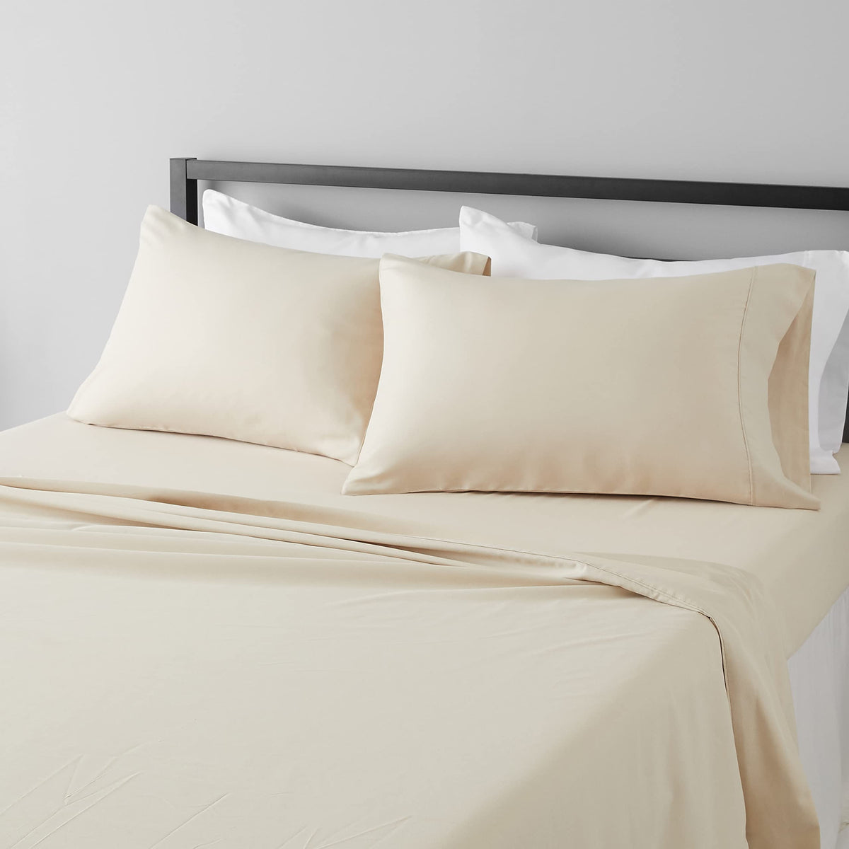 Amazon Basics Lightweight Super Soft Easy Care Wrinkle-Free Breathable Brushed Microfiber 3-Piece Bed Sheet Set with 14-Inch Deep Pockets, Twin, Dark Gray, Solid