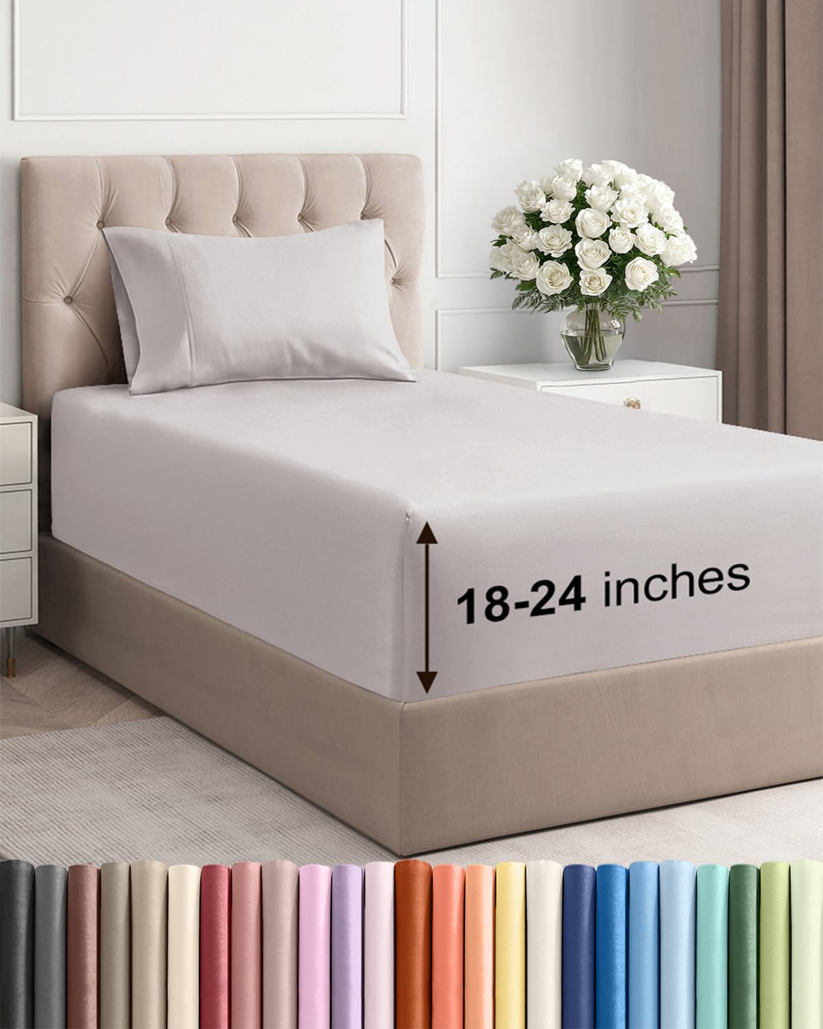 Extra Deep Queen Sheet Set - 4 Piece Breathable Cooling Sheets - Dark Grey