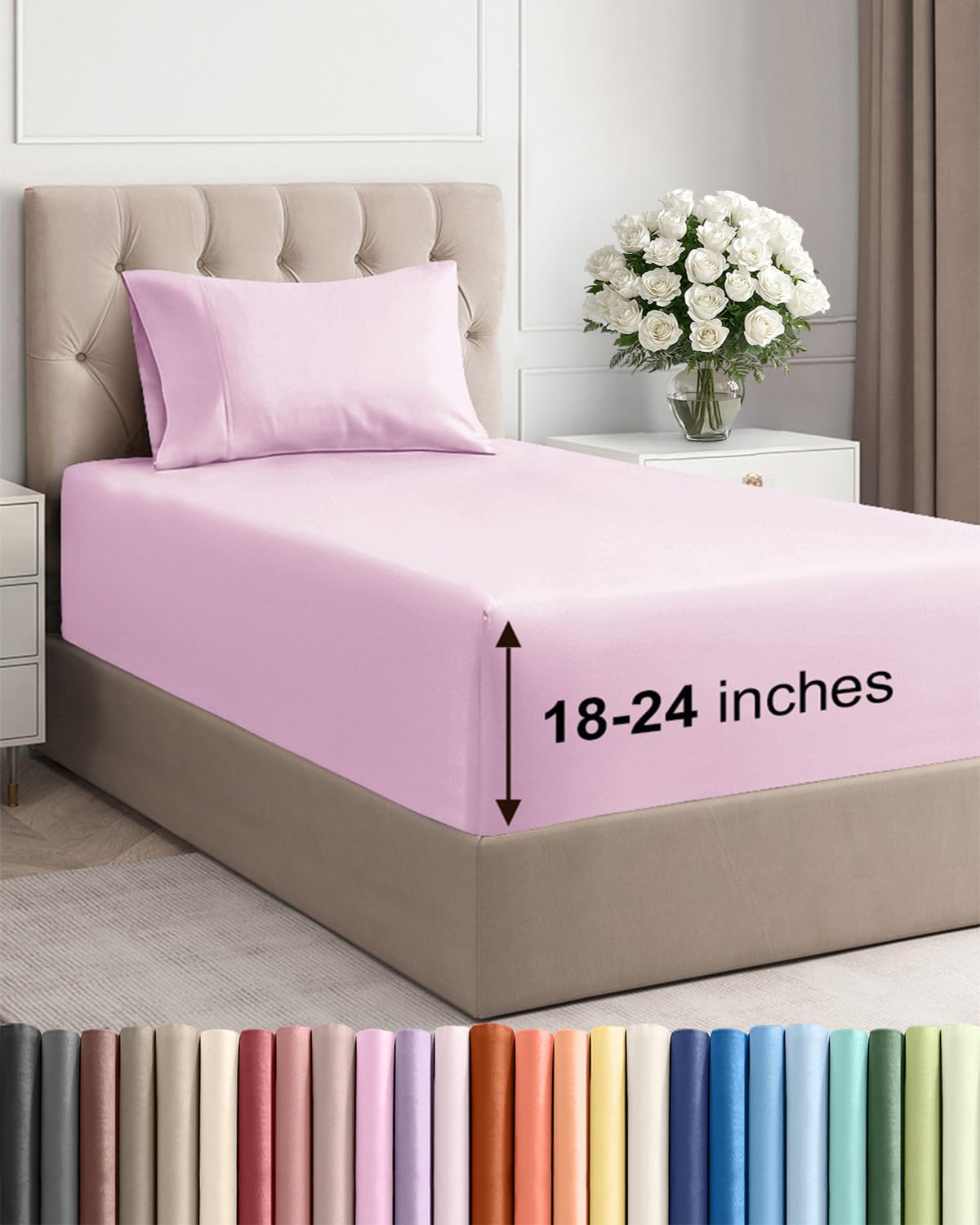Extra Deep Queen Sheet Set - 4 Piece Breathable Cooling Sheets - Dark Grey
