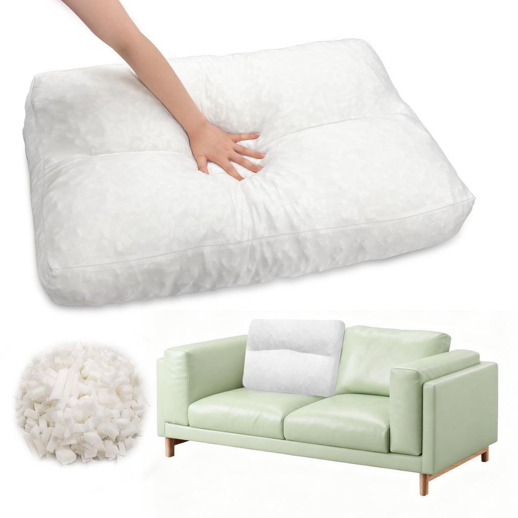 JZHLLA Shredded Foam Sofa Back Cushions Replacement Fluffy Memory Sponge Couch Pillow with Quilted Design 31x18x5 Inch Lumbar Support Pillow for Sofa Bed Floor