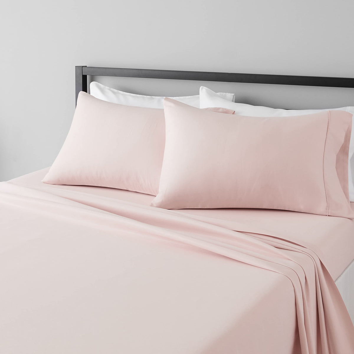 Amazon Basics Lightweight Super Soft Easy Care Wrinkle-Free Breathable Brushed Microfiber 3-Piece Bed Sheet Set with 14-Inch Deep Pockets, Twin, Dark Gray, Solid