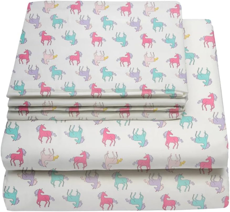 Full Sheets Set Kids Boys/Girls, Bed Sheets Kids, Cute Bed Sheet, Includes Flat, Fitted and 2 Pillowcases, 4 Piece