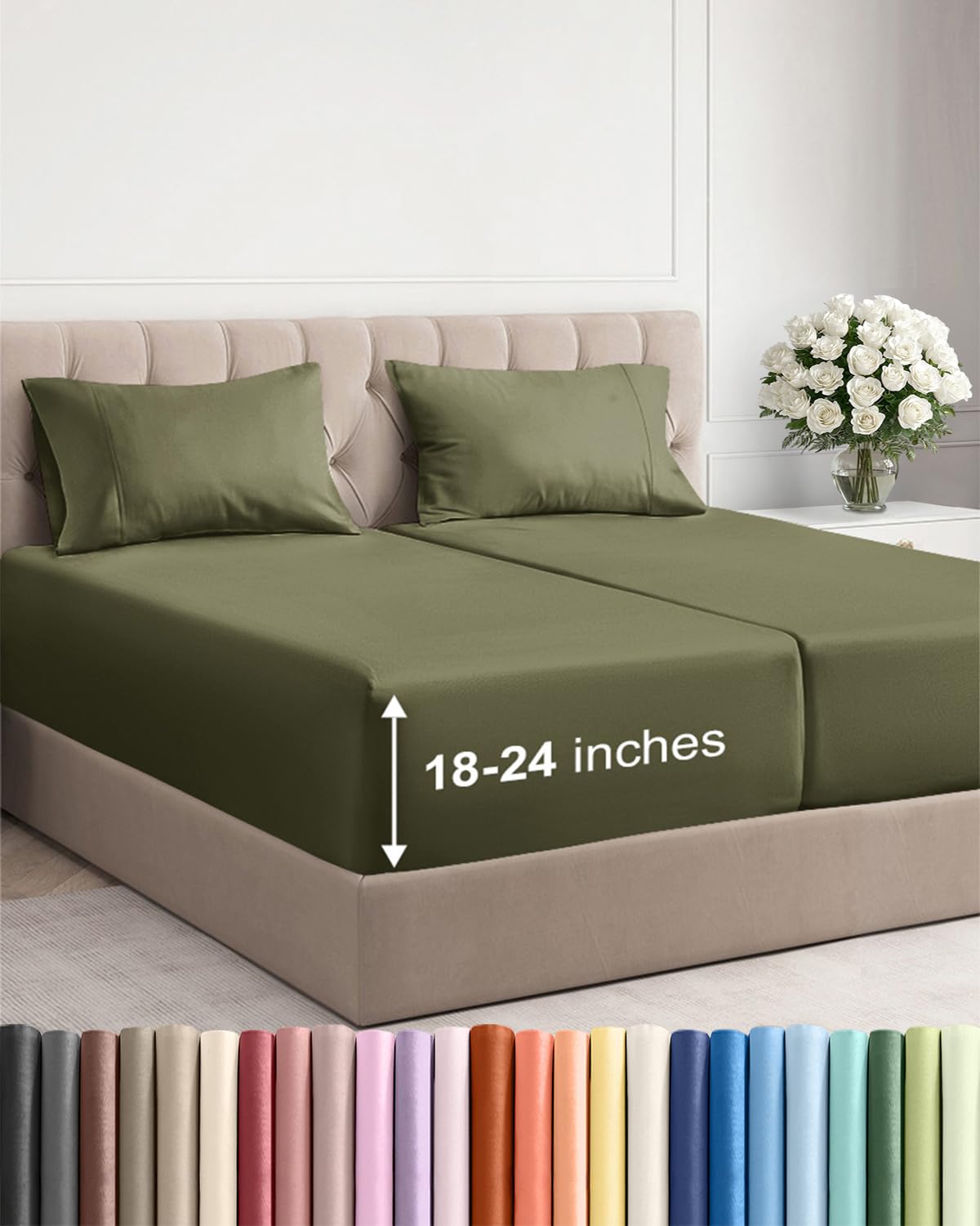 Extra Deep Queen Sheet Set - 4 Piece Breathable Cooling Sheets - Dark Grey
