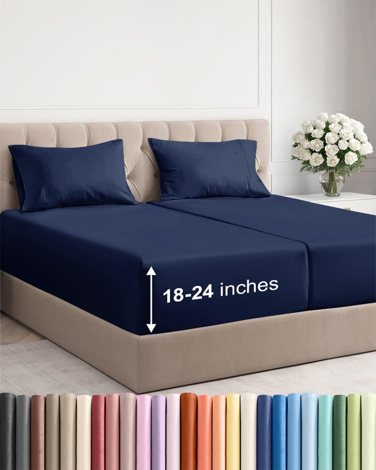 Extra Deep Queen Sheet Set - 4 Piece Breathable Cooling Sheets - Dark Grey