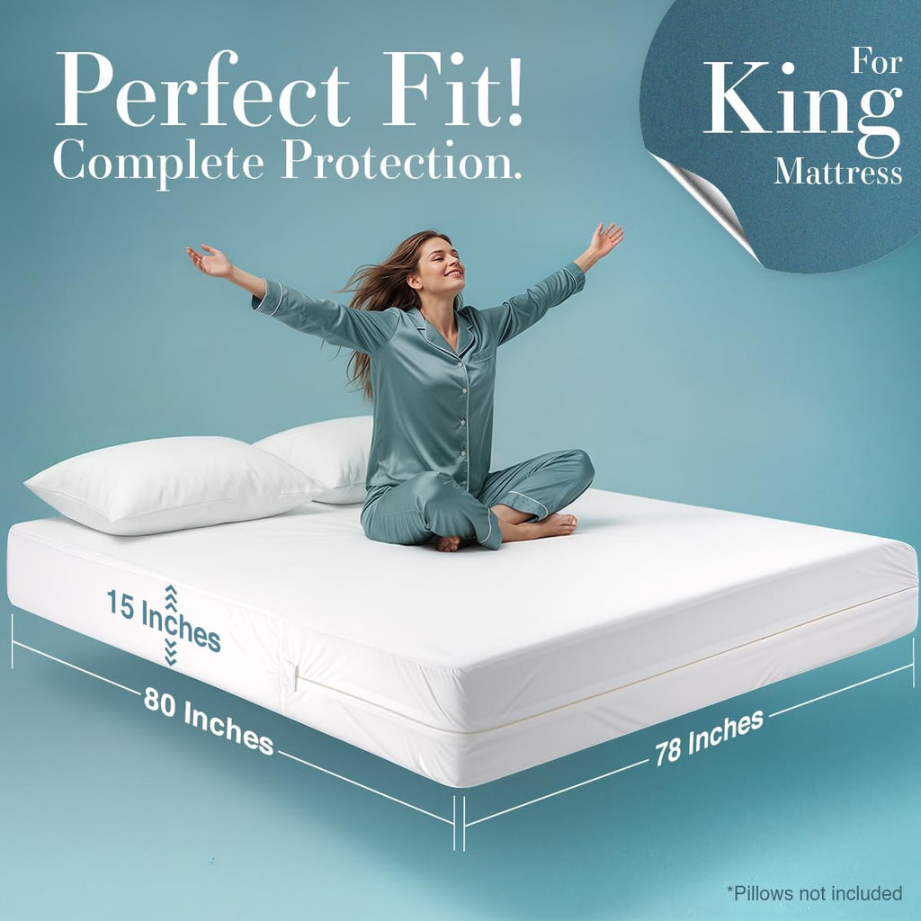 Utopia Bedding King Size Mattress Protector Zippered, 100% Waterproof
