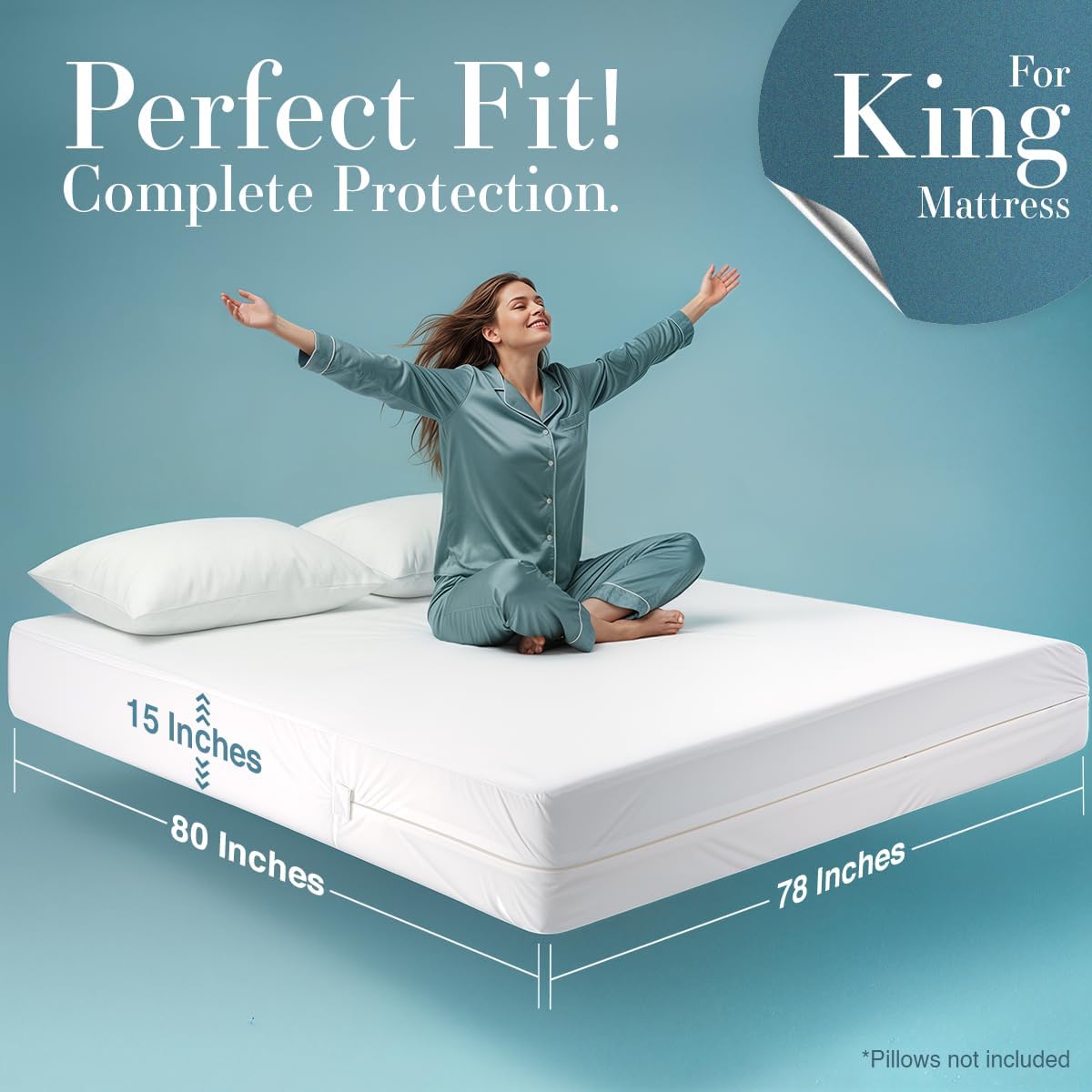 Utopia Bedding King Size Mattress Protector Zippered, 100% Waterproof