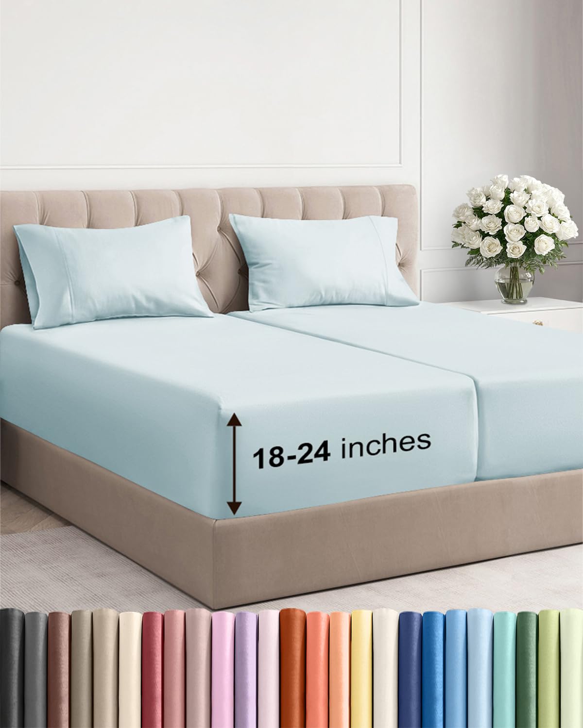 Extra Deep Queen Sheet Set - 4 Piece Breathable Cooling Sheets - Dark Grey