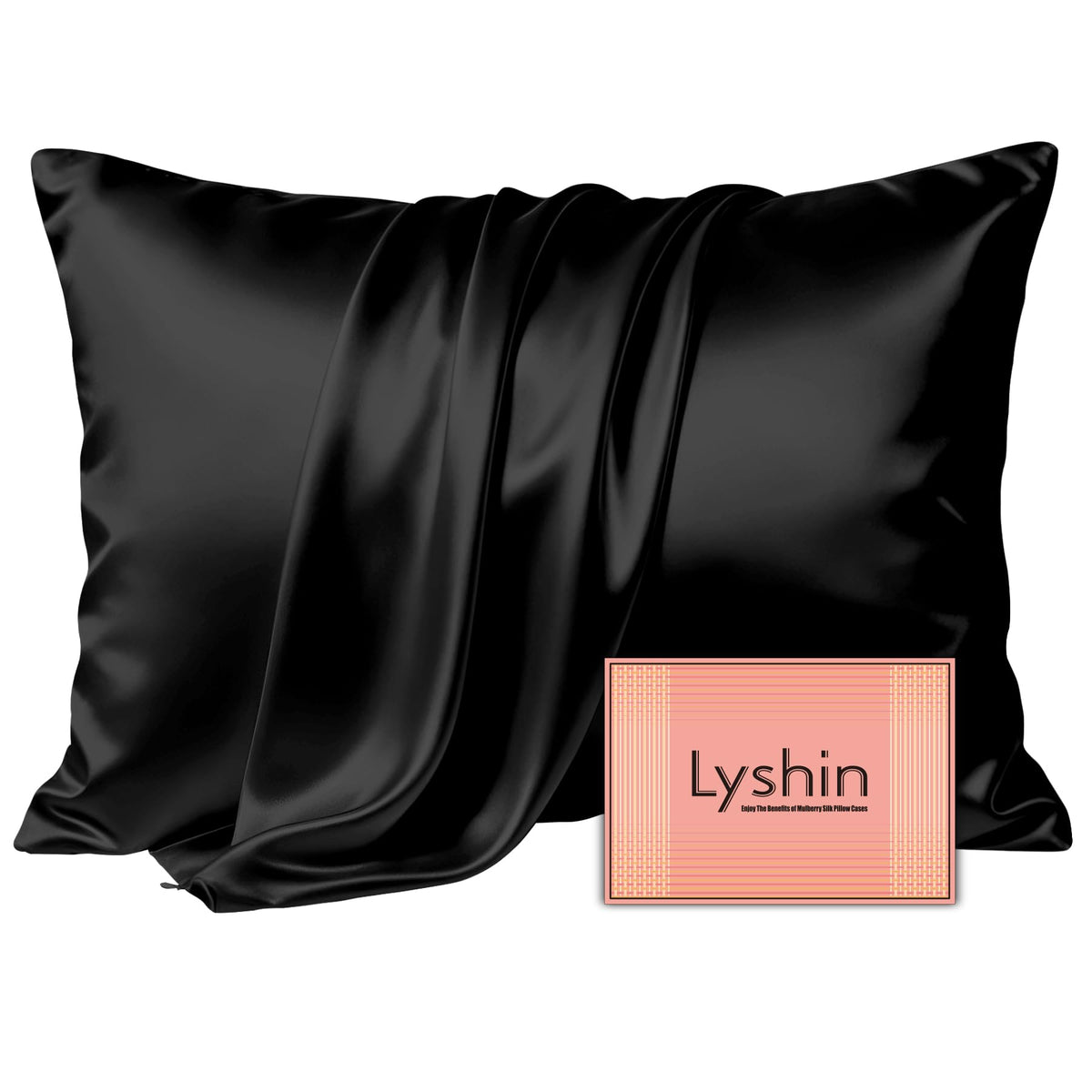 LYSHIN Silk Pillow Cases 2 Pack Standard Size with Zipper, Champagne