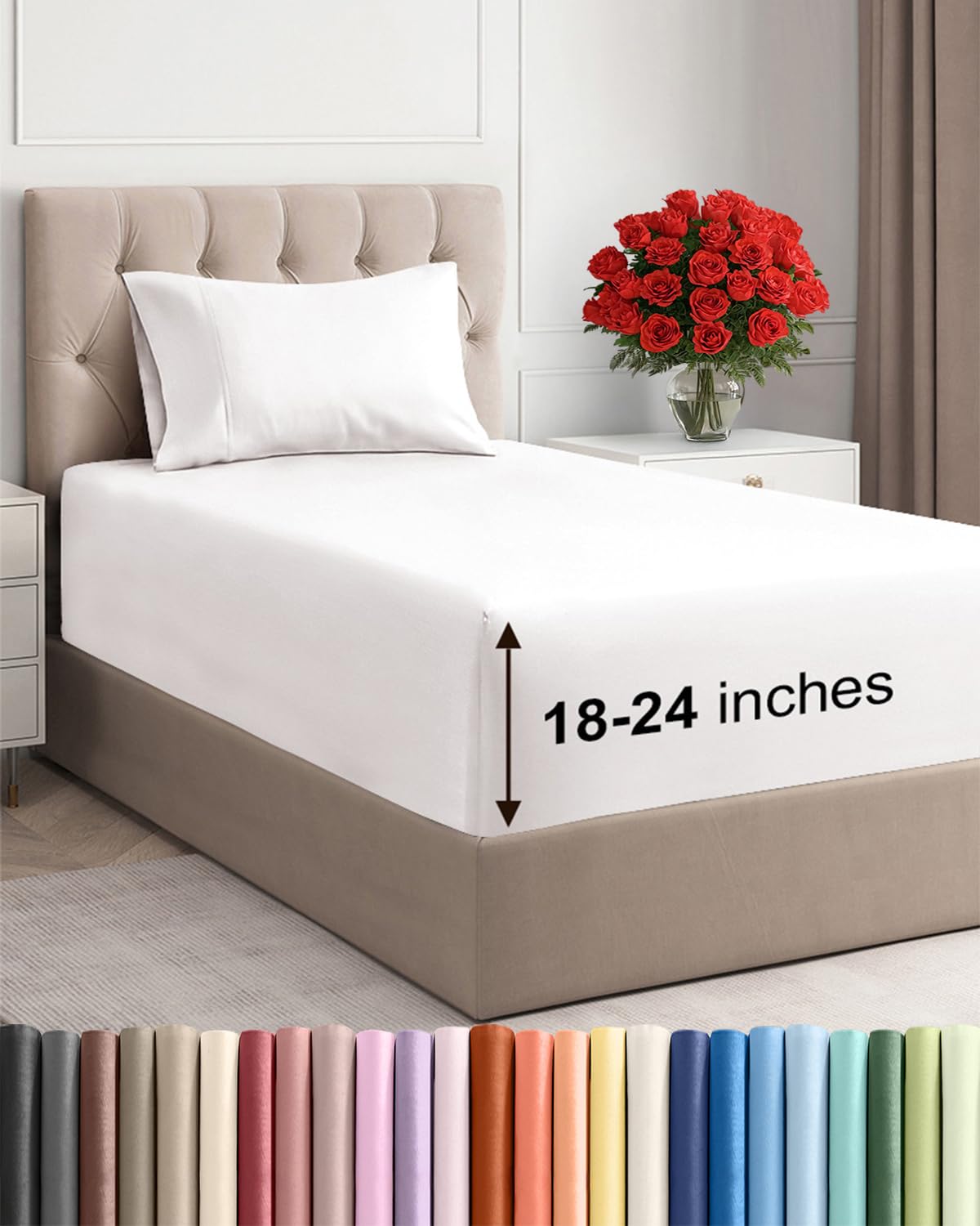Extra Deep Queen Sheet Set - 4 Piece Breathable Cooling Sheets - Dark Grey