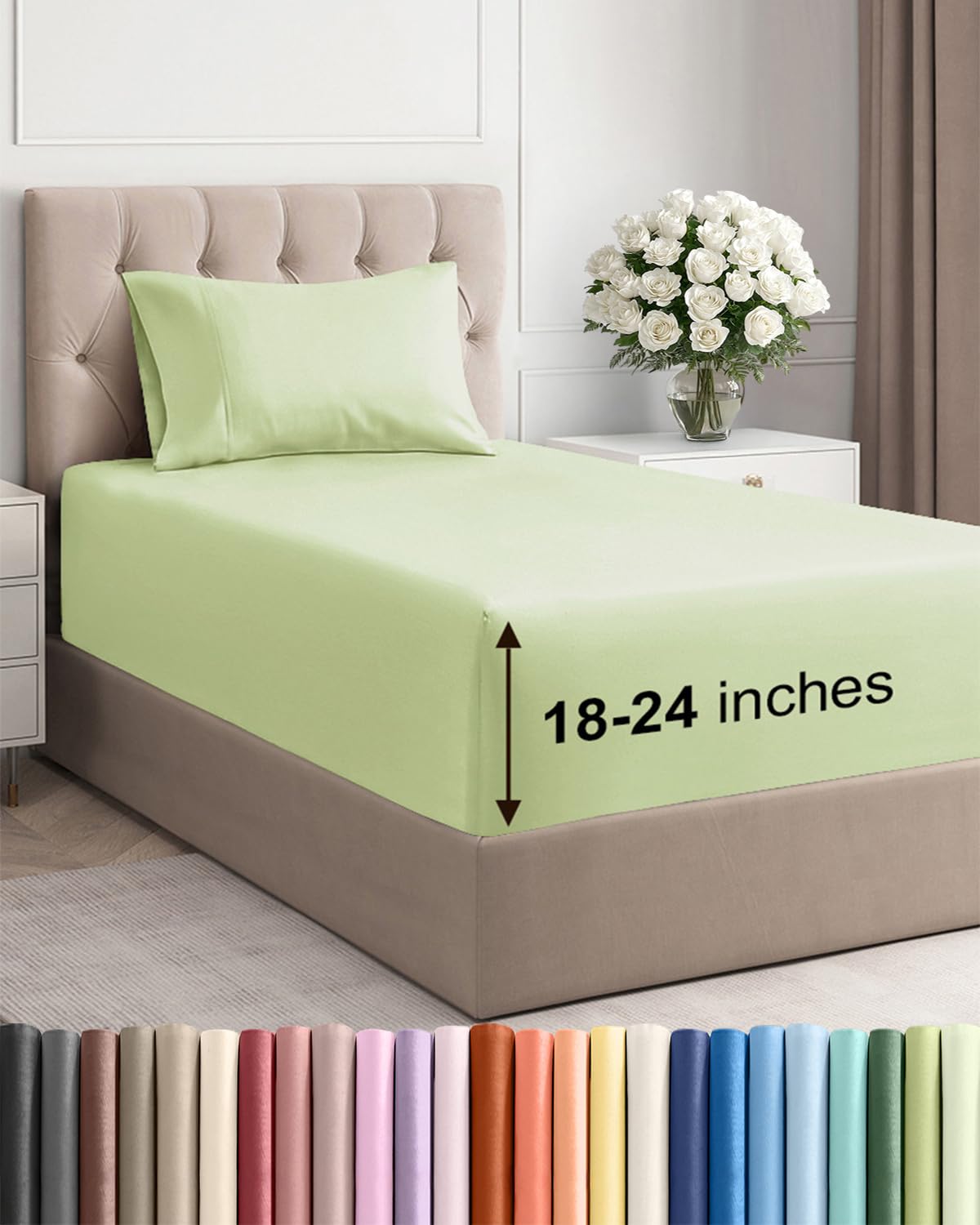 Extra Deep Queen Sheet Set - 4 Piece Breathable Cooling Sheets - Dark Grey