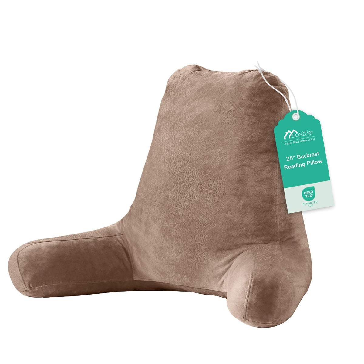 Sasttie Reading Pillow for Bed, Back Pillow for Sitting Up, Dark Grey