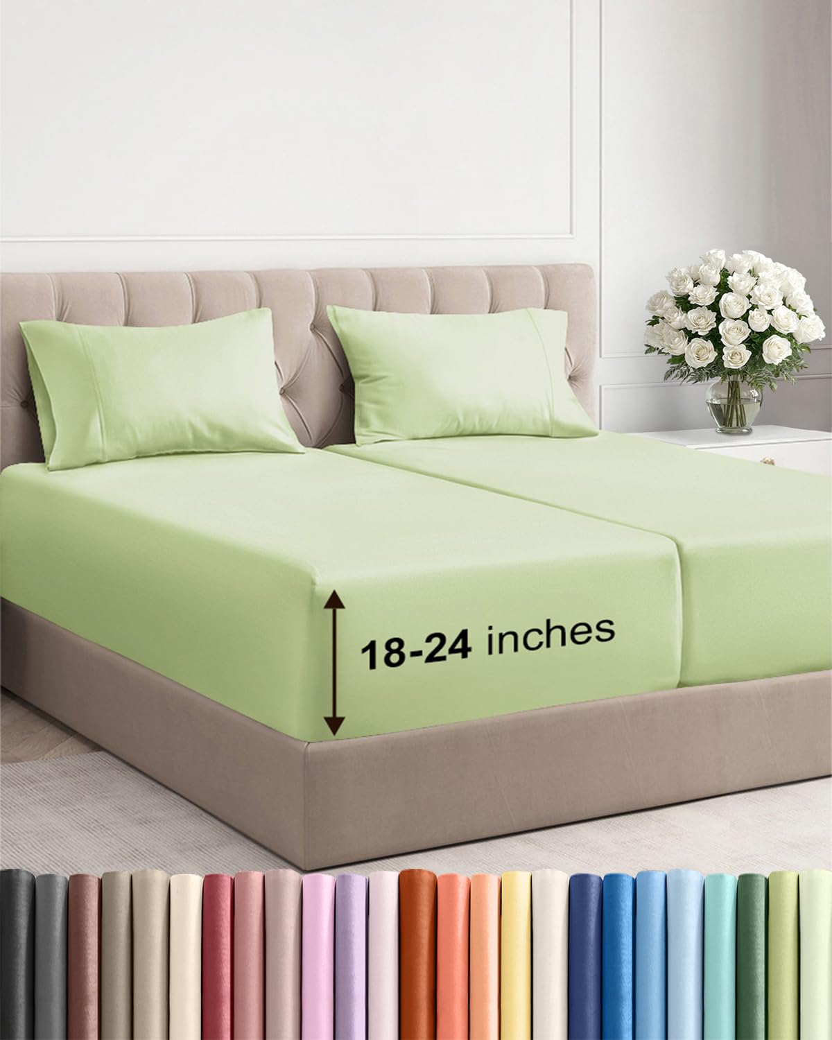Extra Deep Queen Sheet Set - 4 Piece Breathable Cooling Sheets - Dark Grey