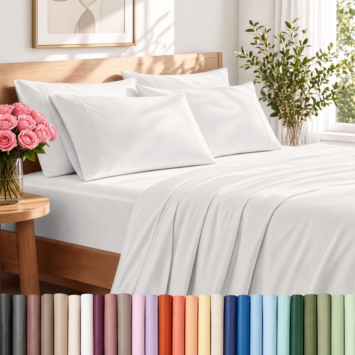 Bare Home Sheet Set 1800 Ultra-Soft with 2 Pillowcases (Twin XL, Light Grey)