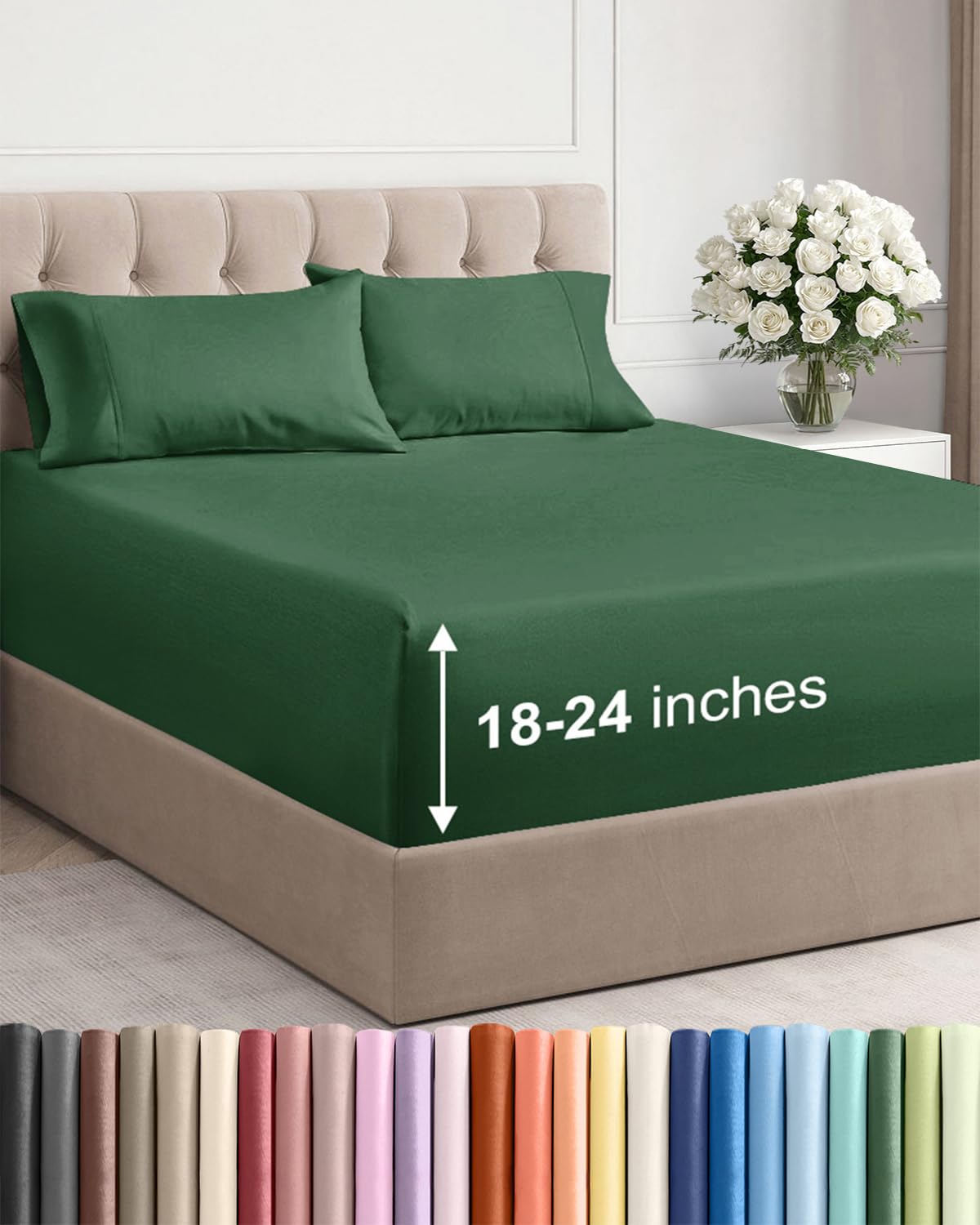 Extra Deep Queen Sheet Set - 4 Piece Breathable Cooling Sheets - Dark Grey