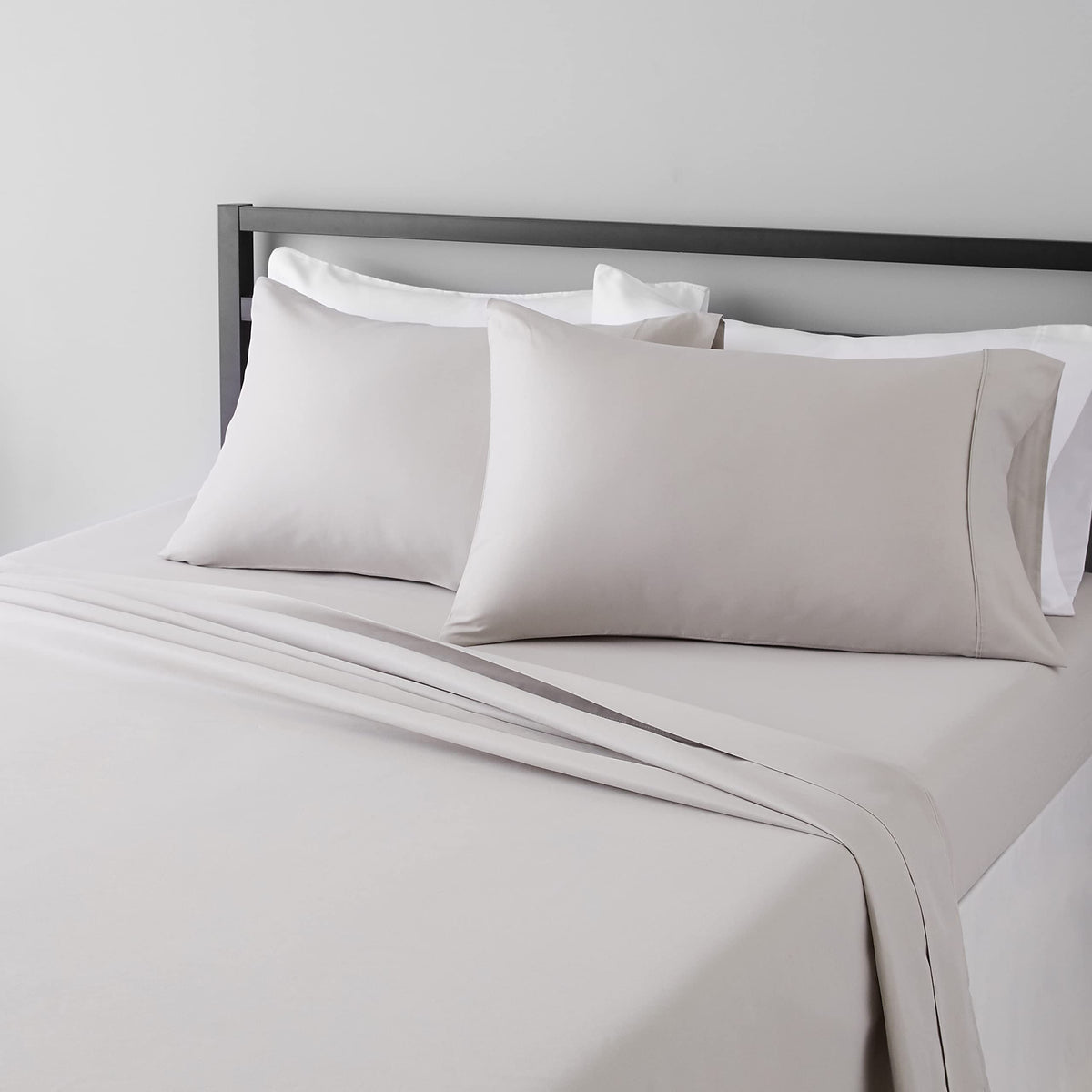 Amazon Basics Lightweight Super Soft Easy Care Wrinkle-Free Breathable Brushed Microfiber 3-Piece Bed Sheet Set with 14-Inch Deep Pockets, Twin, Dark Gray, Solid