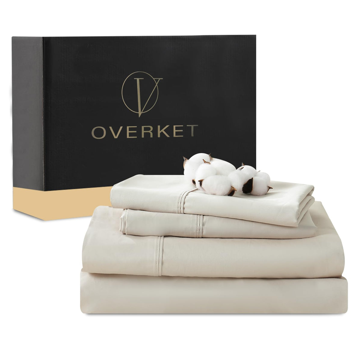 1000 Thread Count Egyptian Cotton Sheets Queen Size Set 4PCS Sateen Weave Soft Breathable 16-Inch Deep Pocket（Queen,White）