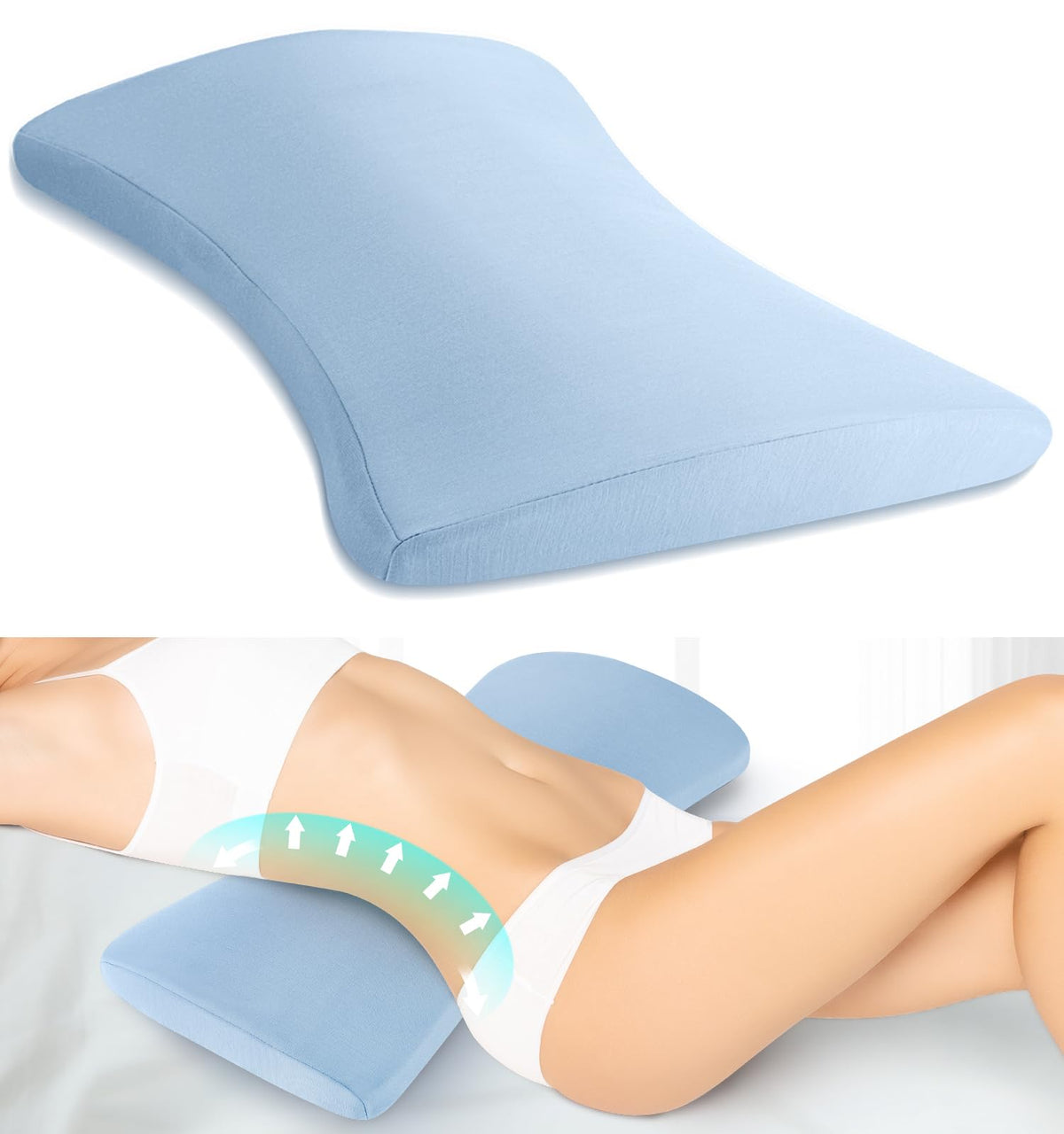 vamorry Lumbar Pillow for Sleeping, Lumbar Support Pillow for Bed for Back Pain Relief, Memory Foam Lower Back Pillow for Bed, Back Support Pillow for Side & Back Sleepers, Washable Cover