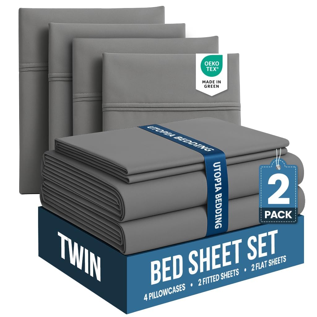 Queen Sheets Set, 4 Pieces 16" Deep Pocket Hotel Luxury Bed Sheets, Brown