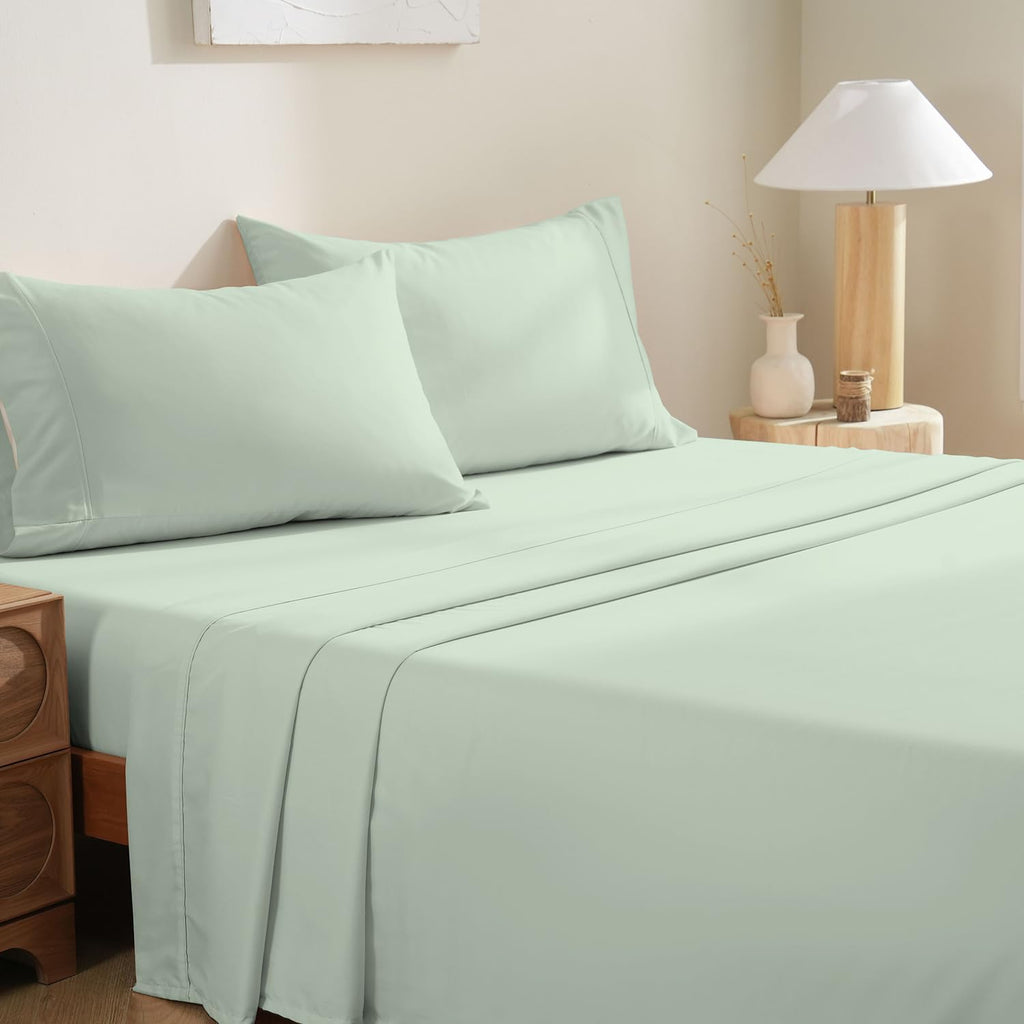 MCO Bedding Full Bed Sheets Set - Soft Bed Sheets - Cooling Breathable Bedding Set with 16" Deep Pocket (4 Pieces, Full, Sage Green)