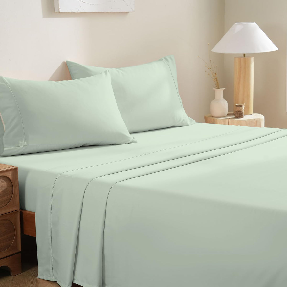 MCO Bedding Full Bed Sheets Set - Soft Bed Sheets - Cooling Breathable Bedding Set with 16" Deep Pocket (4 Pieces, Full, Sage Green)